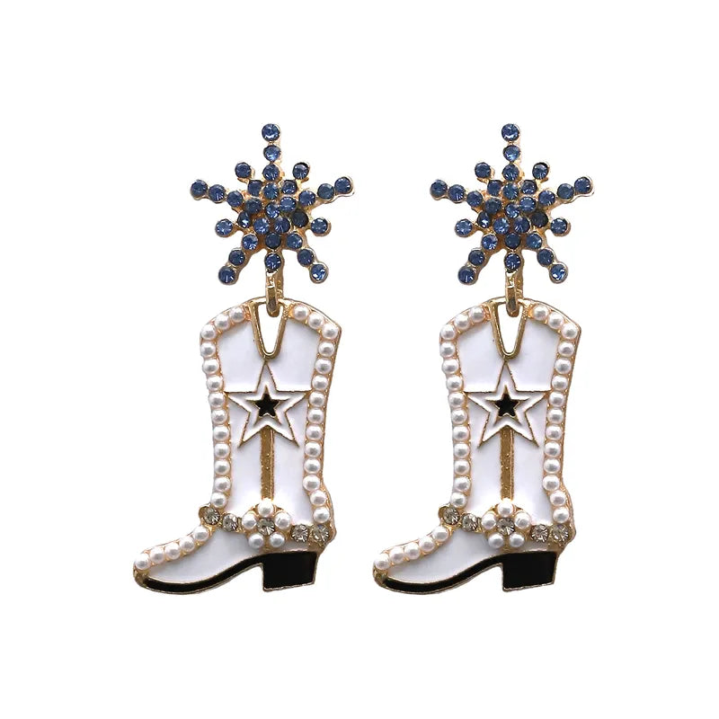 DALLAS COWBOY CHEERLEADER BOOT EARRINGS