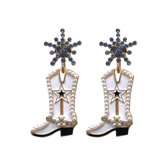 DALLAS COWBOY CHEERLEADER BOOT EARRINGS