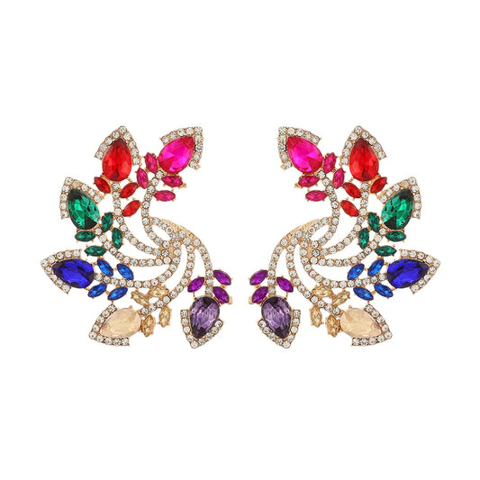 FEATHER CRYSTAL EARRINGS