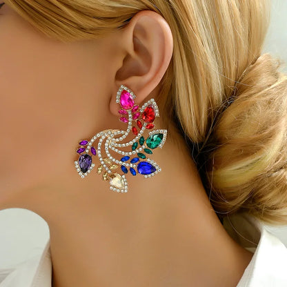 FEATHER CRYSTAL EARRINGS
