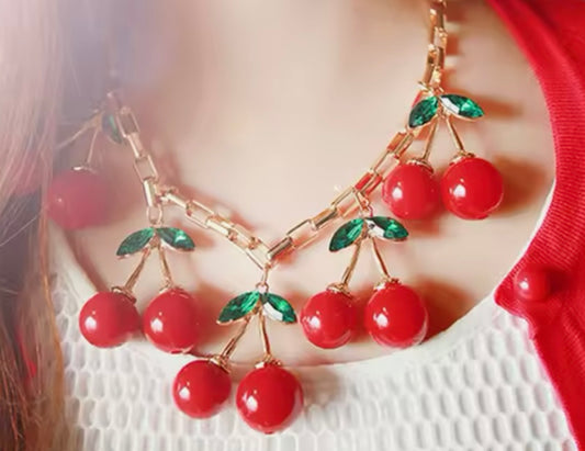 LARGE CHERRY ON TOP STATEMENT NECKLACE