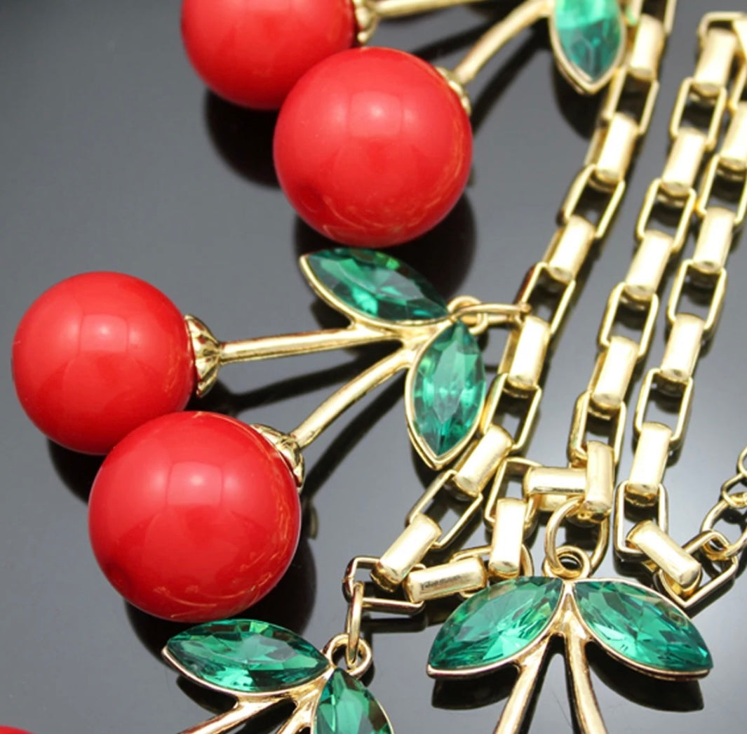 LARGE CHERRY ON TOP STATEMENT NECKLACE