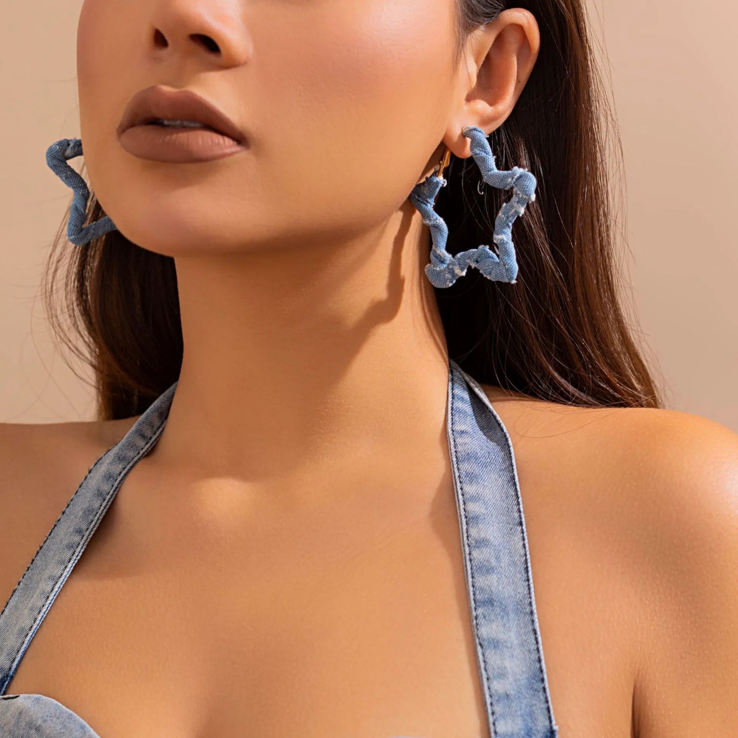 SELVEDGE DENIM HOOP EARRINGS